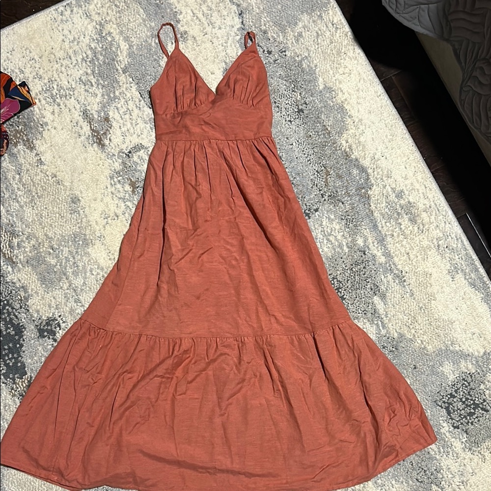 Elegant Terracotta Spaghetti Strap Dress